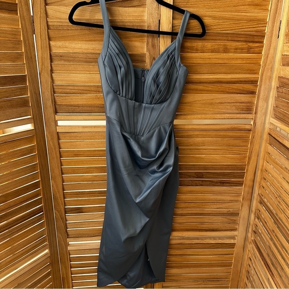 House of CB Faye Satin Corset Dress in Blue size XS - Picture 5 of 9